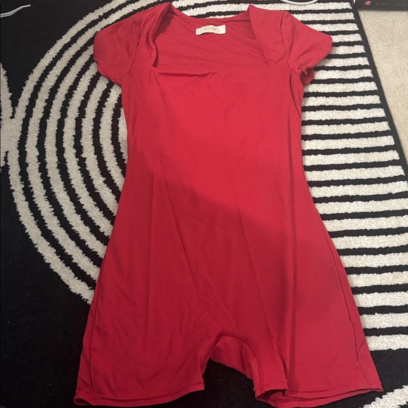 Qinsen Tops - Red Workout Bodysuit
